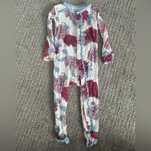 Kickee Pants onesie footless Peony Floral Kids One Piece Pajama 12-18 bamboo